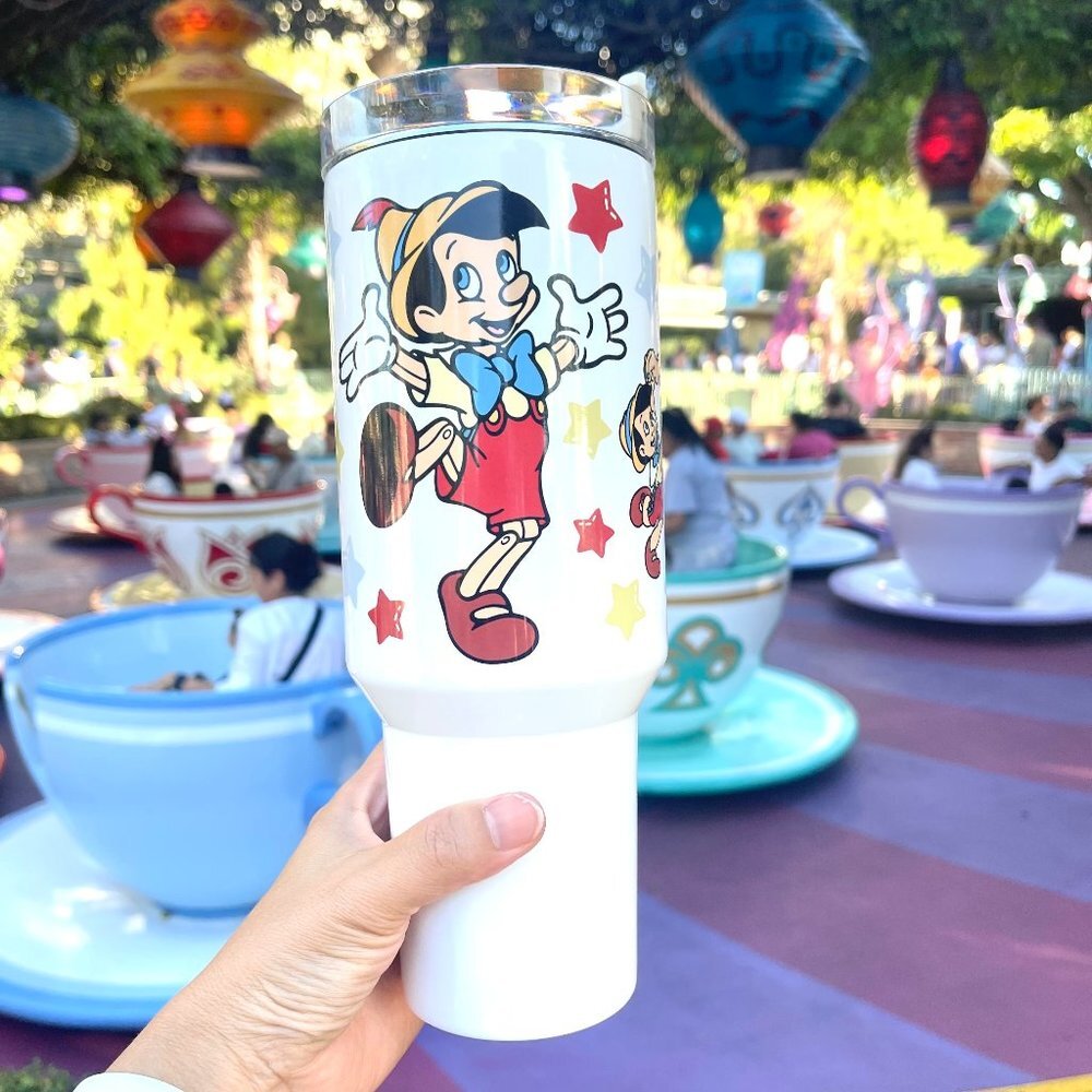 Disney Pinocchio 40 oz Tumbler/Water bottle/Mug with hand carry handle.